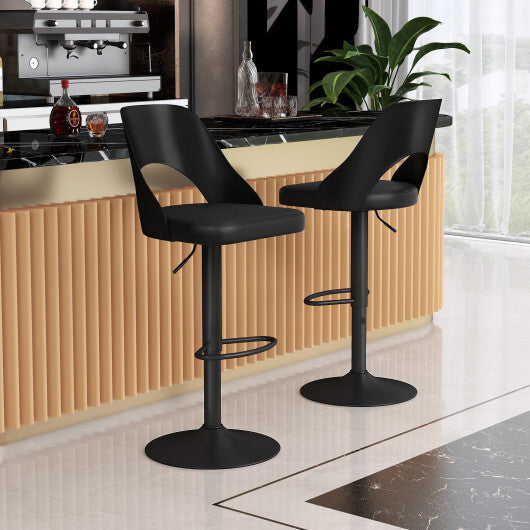 Bar Stools Set of 2 with Enlarged PU Leather Seat and Footrest-White LuxuryLifeWay Online Store