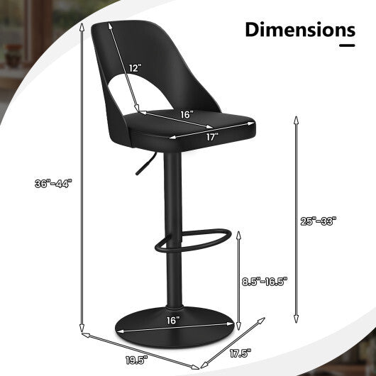 Bar Stools Set of 2 with Enlarged PU Leather Seat and Footrest-White LuxuryLifeWay Online Store