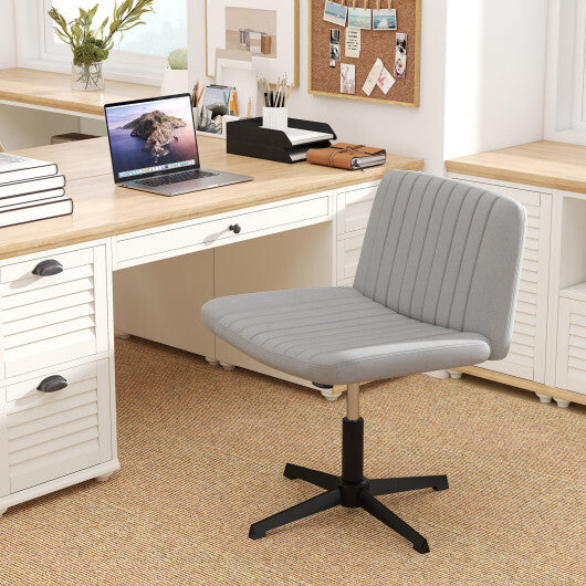 Criss Cross-Legged Swivel Desk Chair No Wheels-Gray