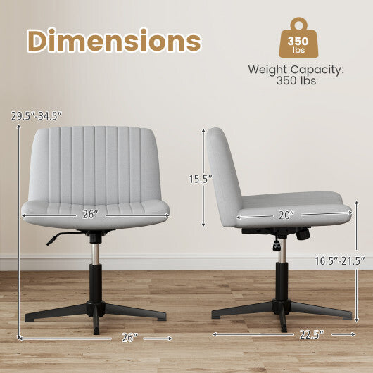 Criss Cross-Legged Swivel Desk Chair No Wheels-Gray