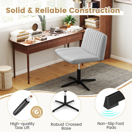 Criss Cross-Legged Swivel Desk Chair No Wheels-Gray