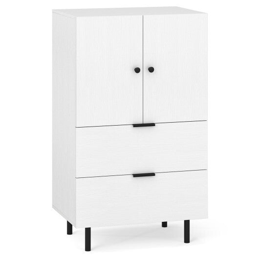 Sideboard Buffet Cabinet 2-Door Serving Cupboard with Drawers-White LuxuryLifeWay Online Store