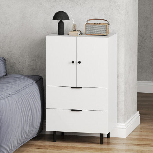 Sideboard Buffet Cabinet 2-Door Serving Cupboard with Drawers-White LuxuryLifeWay Online Store