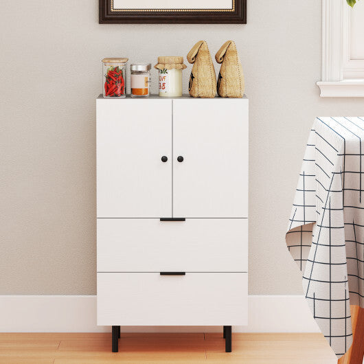 Sideboard Buffet Cabinet 2-Door Serving Cupboard with Drawers-White LuxuryLifeWay Online Store