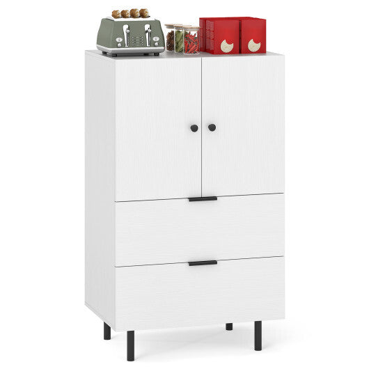 Sideboard Buffet Cabinet 2-Door Serving Cupboard with Drawers-White LuxuryLifeWay Online Store