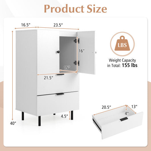 Sideboard Buffet Cabinet 2-Door Serving Cupboard with Drawers-White LuxuryLifeWay Online Store
