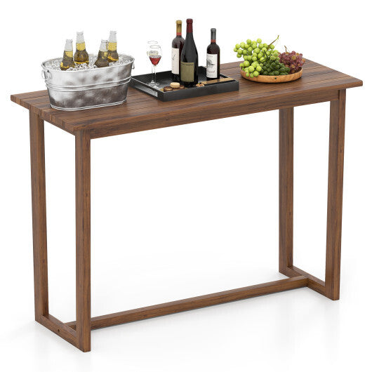 59 Inch Outdoor Bar Table with Slatted Top LuxuryLifeWay Online Store
