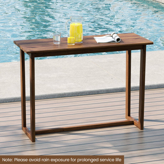 59 Inch Outdoor Bar Table with Slatted Top LuxuryLifeWay Online Store