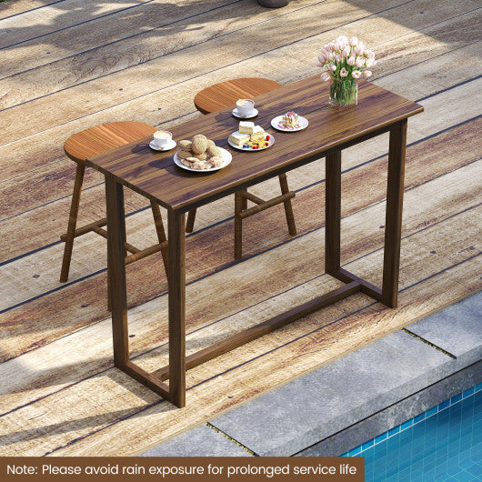 59 Inch Outdoor Bar Table with Slatted Top LuxuryLifeWay Online Store