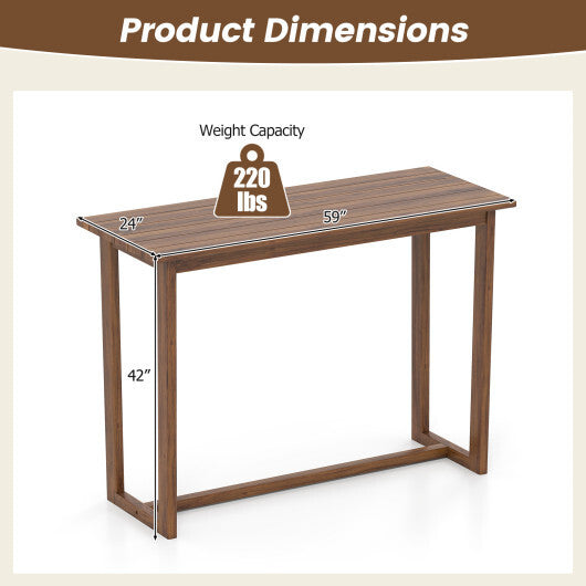 59 Inch Outdoor Bar Table with Slatted Top LuxuryLifeWay Online Store