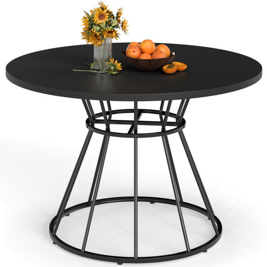47 Inches Round Dining Table for 4 Farmhouse Kitchen Table with Wooden Tabletop-Black LuxuryLifeWay Online Store
