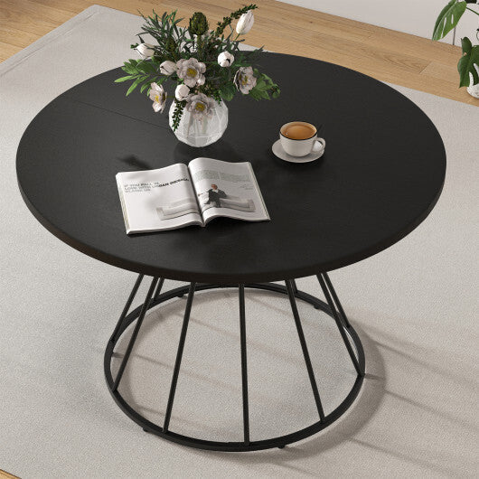 47 Inches Round Dining Table for 4 Farmhouse Kitchen Table with Wooden Tabletop-Black LuxuryLifeWay Online Store