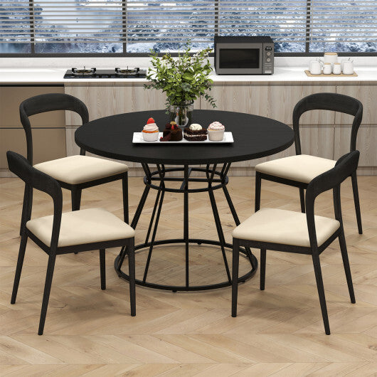 47 Inches Round Dining Table for 4 Farmhouse Kitchen Table with Wooden Tabletop-Black LuxuryLifeWay Online Store