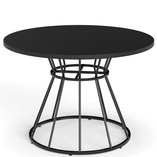 47 Inches Round Dining Table for 4 Farmhouse Kitchen Table with Wooden Tabletop-Black LuxuryLifeWay Online Store