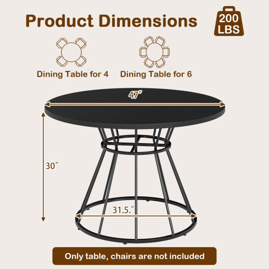47 Inches Round Dining Table for 4 Farmhouse Kitchen Table with Wooden Tabletop-Black LuxuryLifeWay Online Store