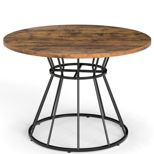 47 Inches Round Dining Table for 4 Farmhouse Kitchen Table with Wooden Tabletop-Black LuxuryLifeWay Online Store