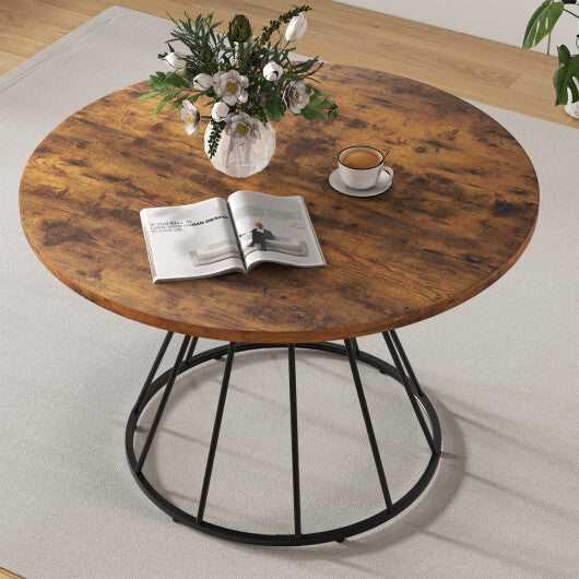 47 Inches Round Dining Table for 4 Farmhouse Kitchen Table with Wooden Tabletop-Black LuxuryLifeWay Online Store
