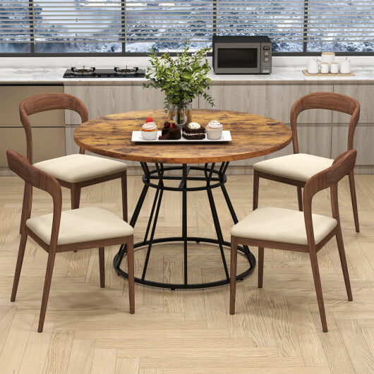 47 Inches Round Dining Table for 4 Farmhouse Kitchen Table with Wooden Tabletop-Black LuxuryLifeWay Online Store
