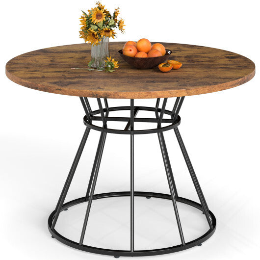 47 Inches Round Dining Table for 4 Farmhouse Kitchen Table with Wooden Tabletop-Black LuxuryLifeWay Online Store