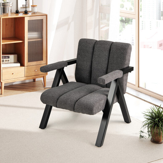 Oversized Accent Chair with Metal Frame and Armrests-Gray LuxuryLifeWay Online Store