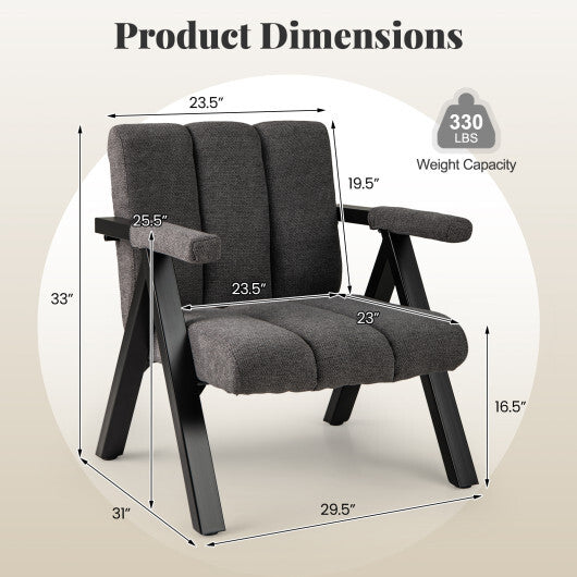 Oversized Accent Chair with Metal Frame and Armrests-Gray LuxuryLifeWay Online Store