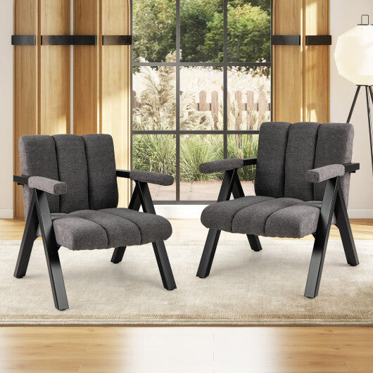 Oversized Accent Chair with Metal Frame and Armrests-Gray LuxuryLifeWay Online Store