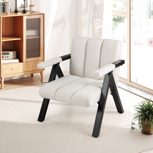 Oversized Accent Chair with Metal Frame and Armrests-Gray LuxuryLifeWay Online Store