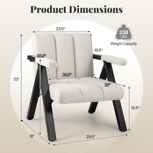 Oversized Accent Chair with Metal Frame and Armrests-Gray LuxuryLifeWay Online Store