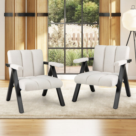 Oversized Accent Chair with Metal Frame and Armrests-Gray LuxuryLifeWay Online Store