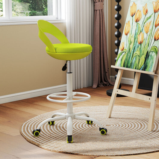 Drafting Stool Rolling Tall Desk Chair with Wheels-Green