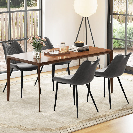 Dining Chair Set of 4 Faux Leather Upholstered Kitchen Chairs with Metal Legs-Gray LuxuryLifeWay Online Store