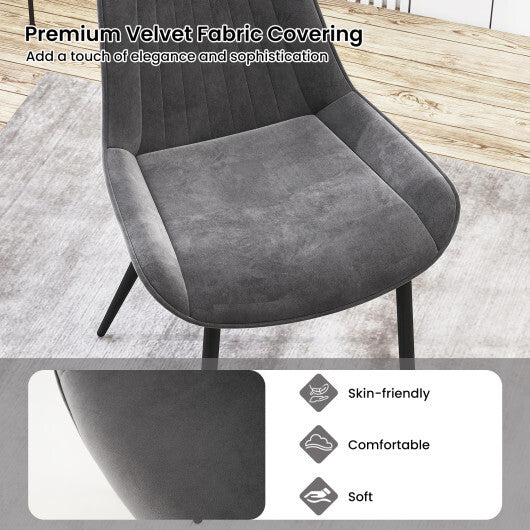 Dining Chair Set of 4 Faux Leather Upholstered Kitchen Chairs with Metal Legs-Gray LuxuryLifeWay Online Store