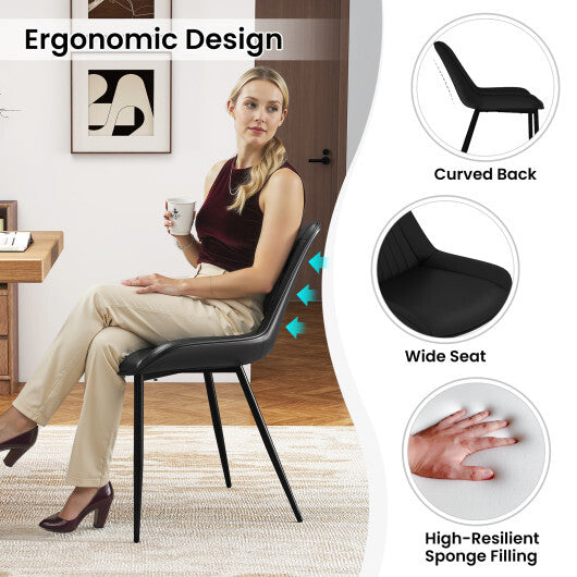 Dining Chair Set of 4 Faux Leather Upholstered Kitchen Chairs with Metal Legs-Gray LuxuryLifeWay Online Store