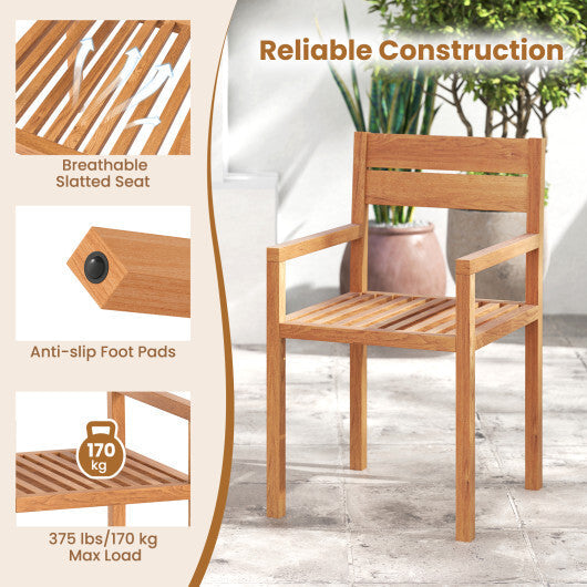 Outdoor Patio Dining Teak Wood Armchair LuxuryLifeWay Online Store