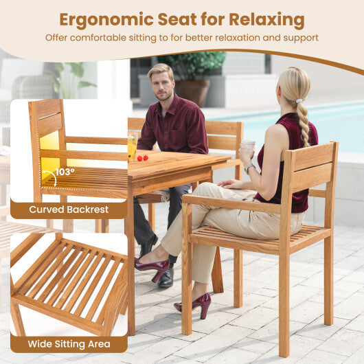Outdoor Patio Dining Teak Wood Armchair LuxuryLifeWay Online Store