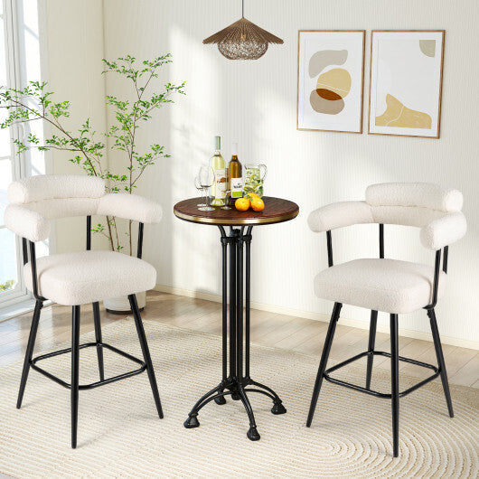 Swivel Bar Stool Set of 2 Counter Height Chairs with Curved Back and Arms-White LuxuryLifeWay Online Store