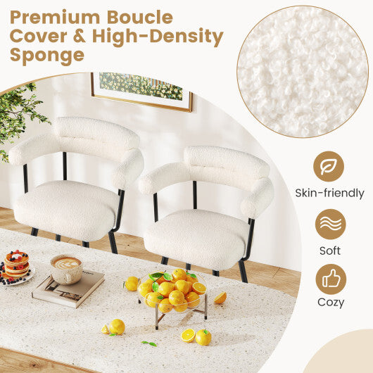 Swivel Bar Stool Set of 2 Counter Height Chairs with Curved Back and Arms-White LuxuryLifeWay Online Store