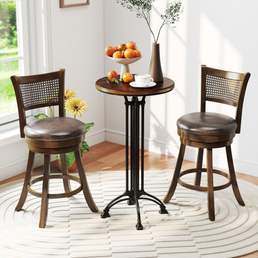 Set of 2 Bar Stools 25" Swivel Bar Chairs Leathaire Counter Height Stools-Brown LuxuryLifeWay Online Store