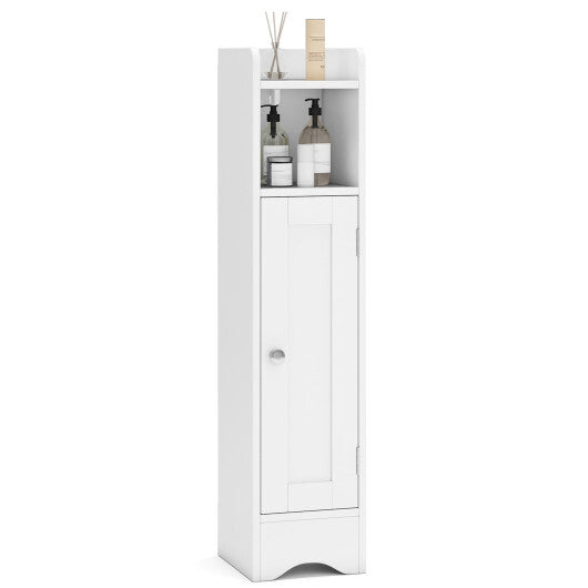Slim Bathroom Cabinet Corner with 1 Door and Adjustable Shelves-White LuxuryLifeWay Online Store