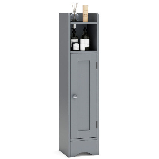Slim Bathroom Cabinet Corner with 1 Door and Adjustable Shelves-White LuxuryLifeWay Online Store