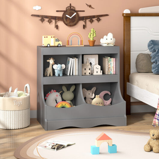 Toy Storage Organizer 4-Cubby Kids Bookcase for Toys and Books-Pink LuxuryLifeWay Online Store