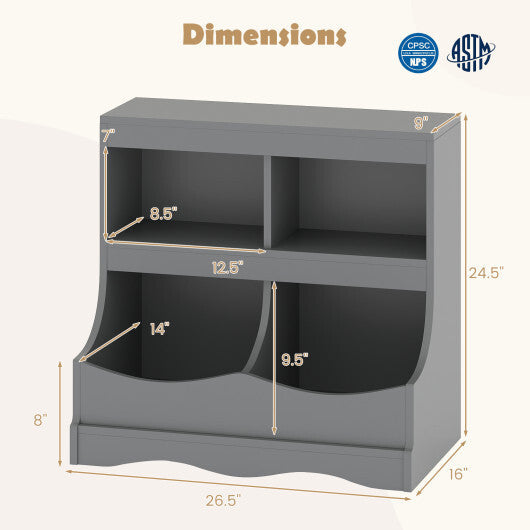 Toy Storage Organizer 4-Cubby Kids Bookcase for Toys and Books-Pink LuxuryLifeWay Online Store