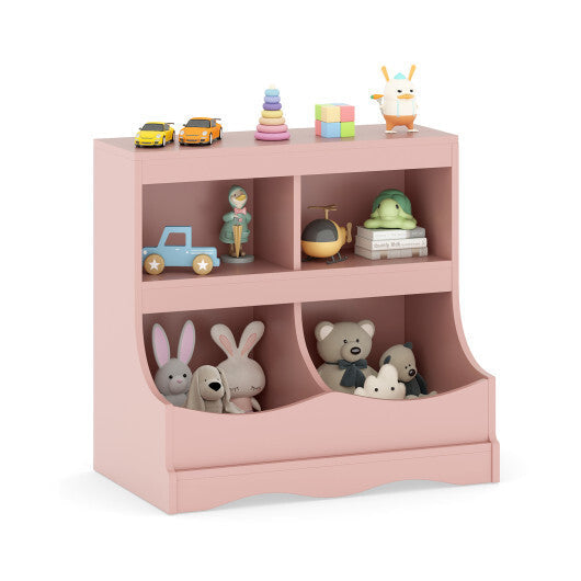 Toy Storage Organizer 4-Cubby Kids Bookcase for Toys and Books-Pink LuxuryLifeWay Online Store
