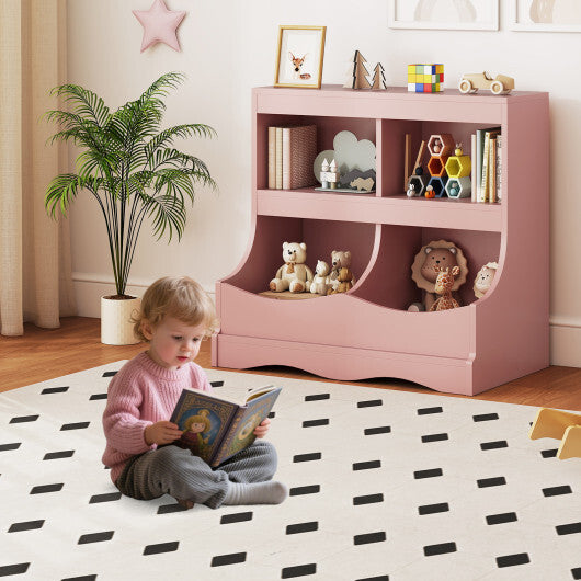 Toy Storage Organizer 4-Cubby Kids Bookcase for Toys and Books-Pink LuxuryLifeWay Online Store
