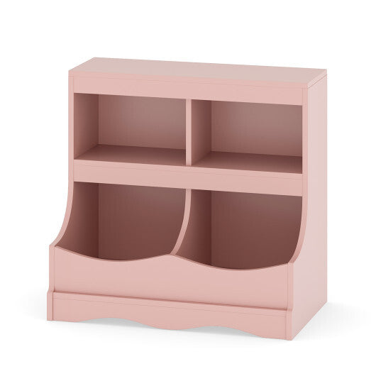 Toy Storage Organizer 4-Cubby Kids Bookcase for Toys and Books-Pink LuxuryLifeWay Online Store