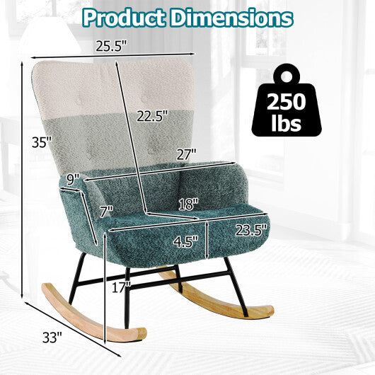 Nursery Rocking Chair with Ergonomic Armrests and High Backrest LuxuryLifeWay Online Store