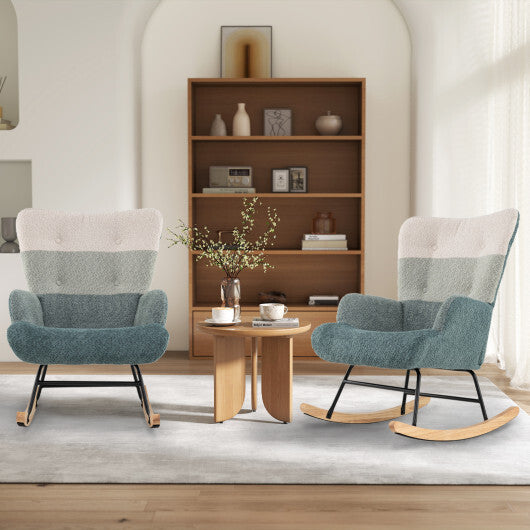 Nursery Rocking Chair with Ergonomic Armrests and High Backrest LuxuryLifeWay Online Store