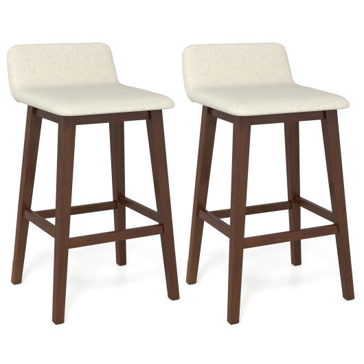 29 Inch Low-Back High-Top Chairs with Padded Seat and Rubber Wood Legs-White LuxuryLifeWay Online Store