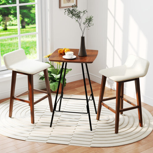 29 Inch Low-Back High-Top Chairs with Padded Seat and Rubber Wood Legs-White LuxuryLifeWay Online Store