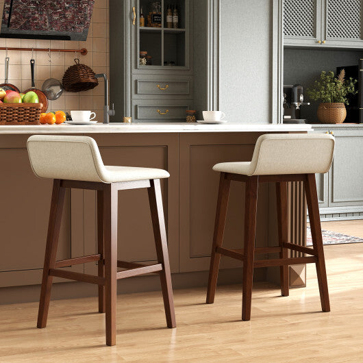 29 Inch Low-Back High-Top Chairs with Padded Seat and Rubber Wood Legs-White LuxuryLifeWay Online Store